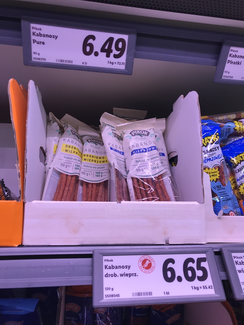 Kabanosy Pikok Pure wieprzowe i drobiowo-wieprzowe Lidl