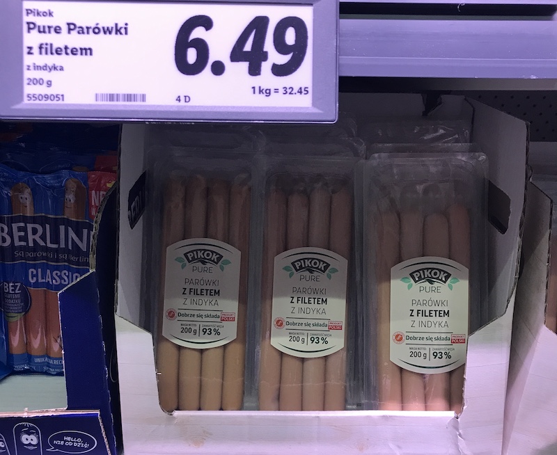 Parówki z filetem z indyka Pikok Pure Lidl